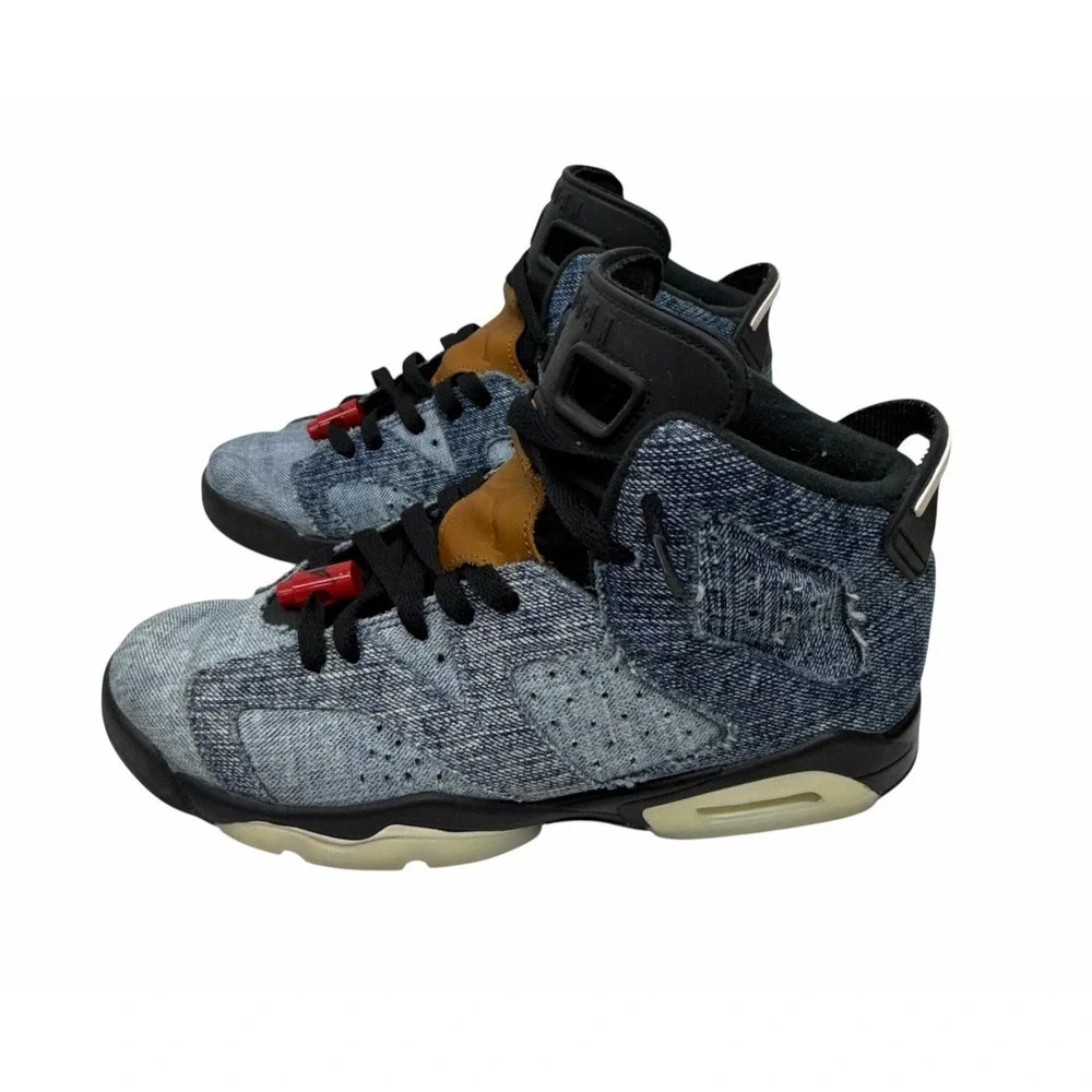 Nike Air Jordan 6 Retro Washed Denim GS Youth Size 7Y - CV5489-401 Blue Black